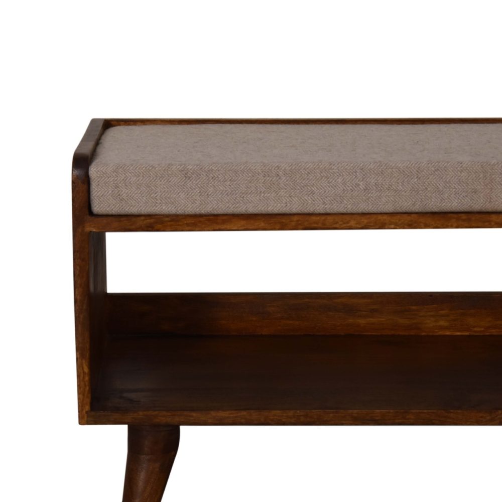 Brown Tweed Seat Pad Bench - Image 5