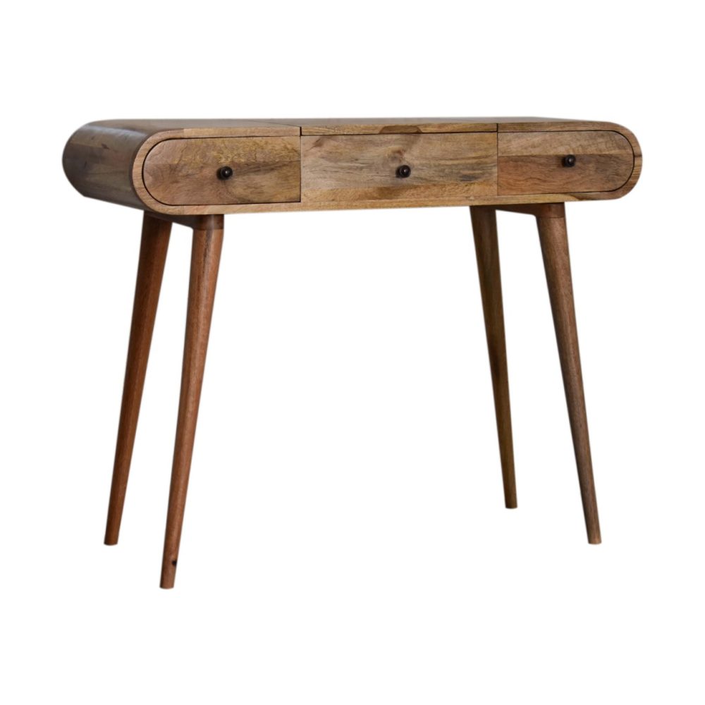 Oak-ish Round Dressing Table - Image 3
