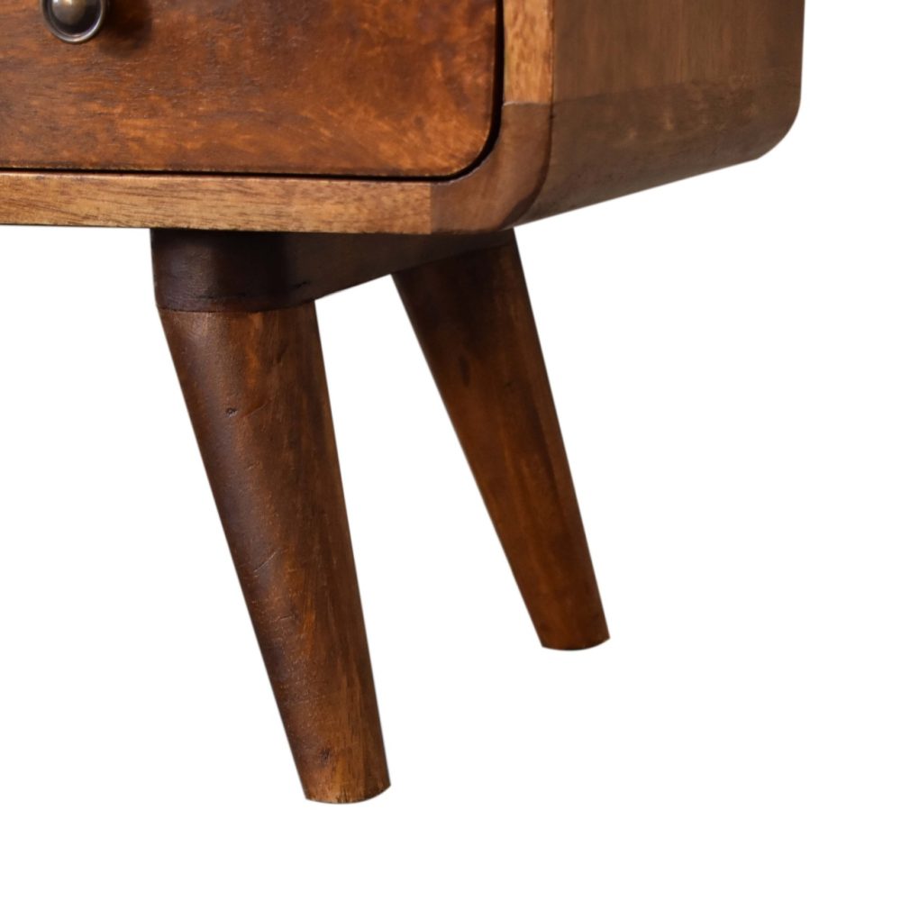 Mini Chestnut Curved Media Unit with 2 Drawers - Image 8