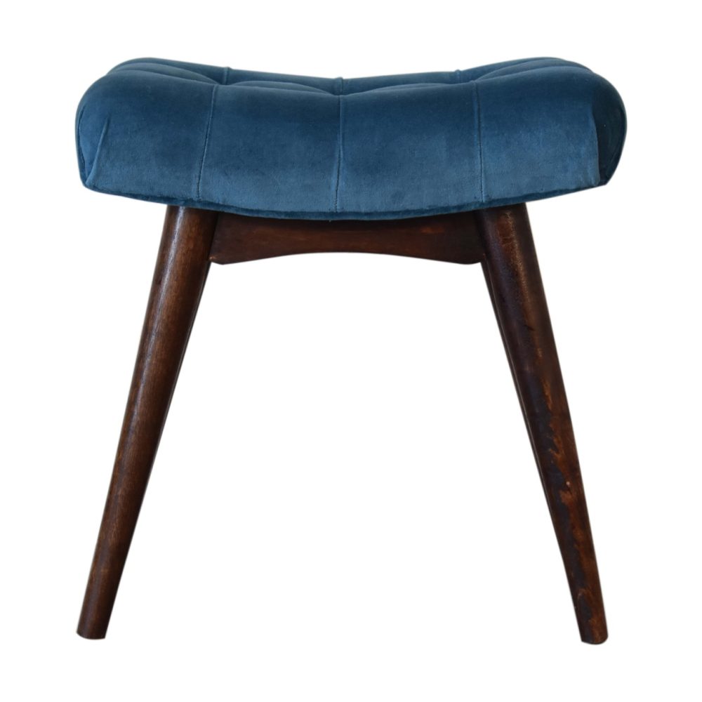 Mini Teal Velvet Curved Bench - Image 2