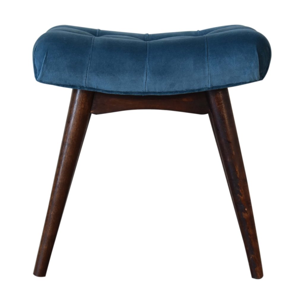 Canada Mini Teal Velvet Curved Bench Suppliers