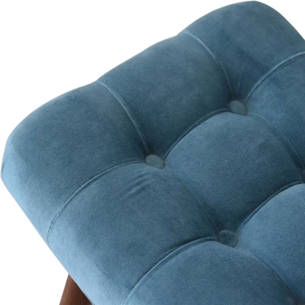 Mini Teal Velvet Curved Bench - Image 7