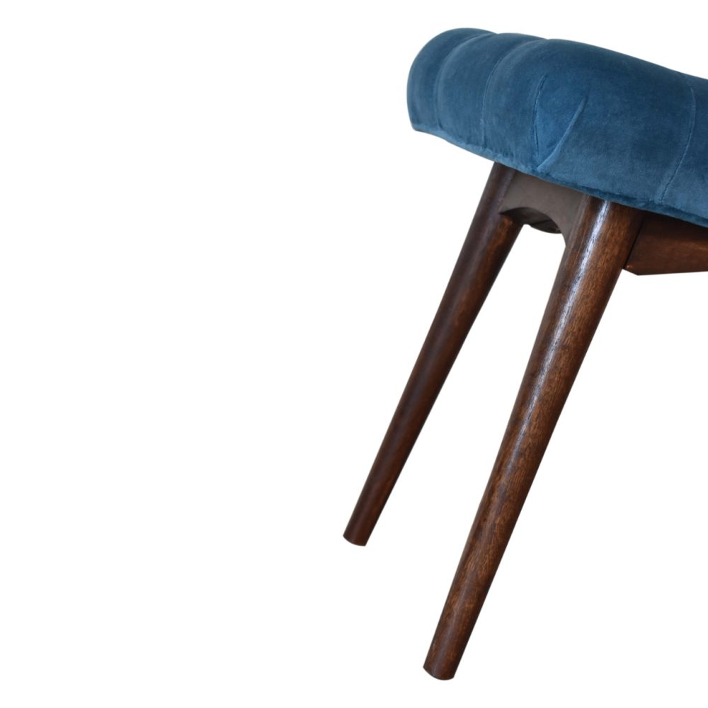 Mini Teal Velvet Curved Bench - Image 8