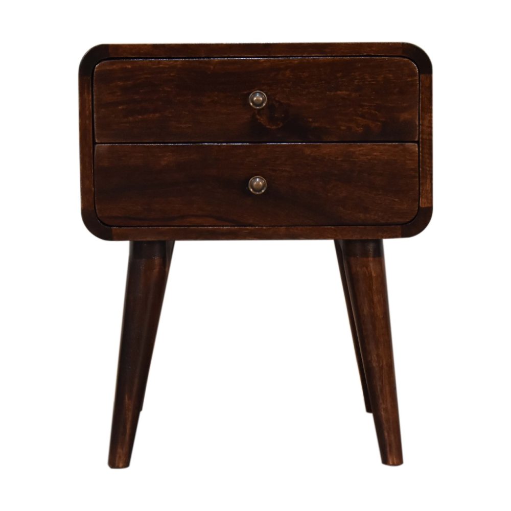 Curved Dark Walnut Nightsand - Image 2
