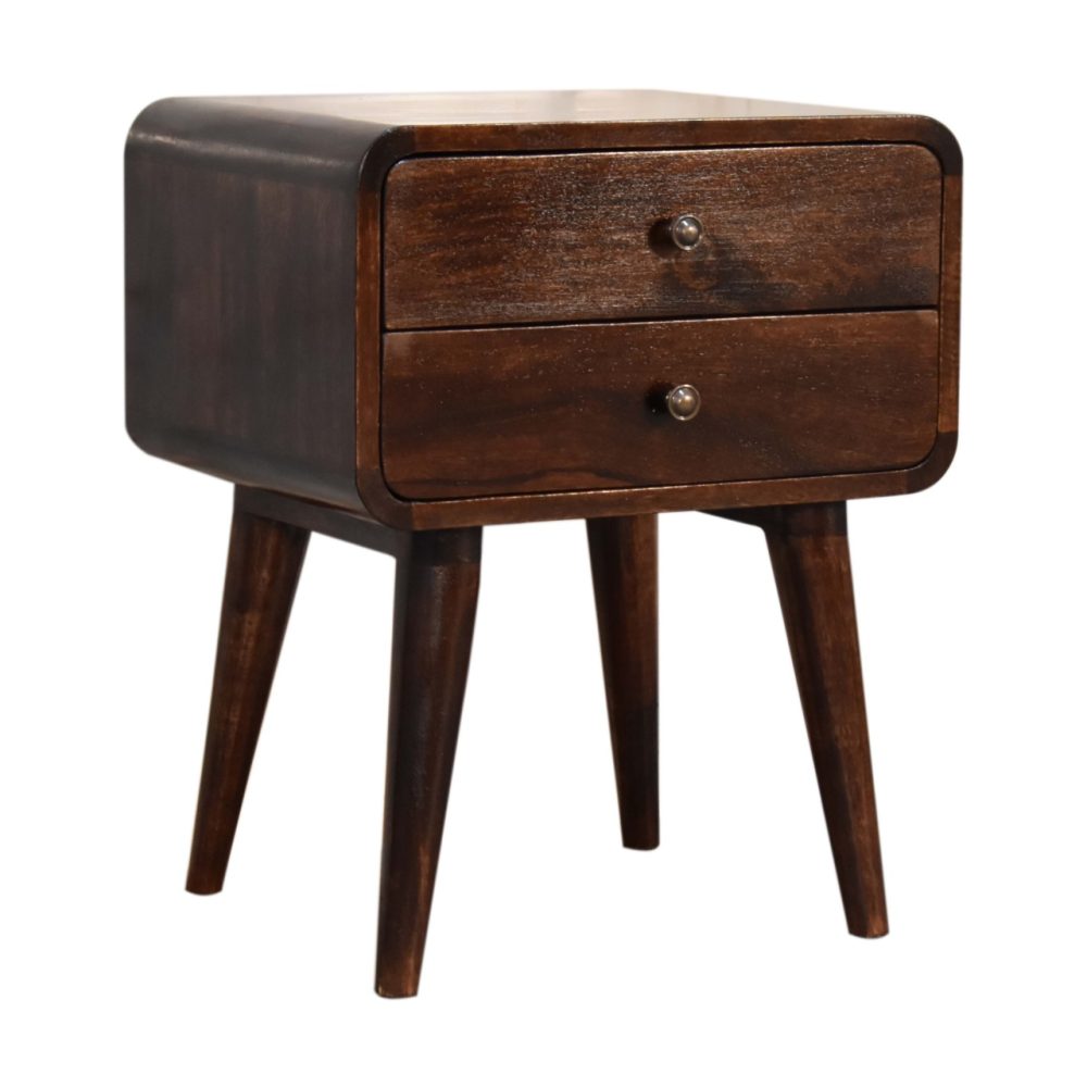 Curved Dark Walnut Nightsand - Image 3