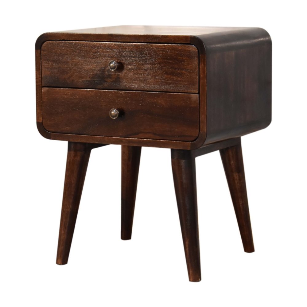 Curved Dark Walnut Nightsand - Image 4