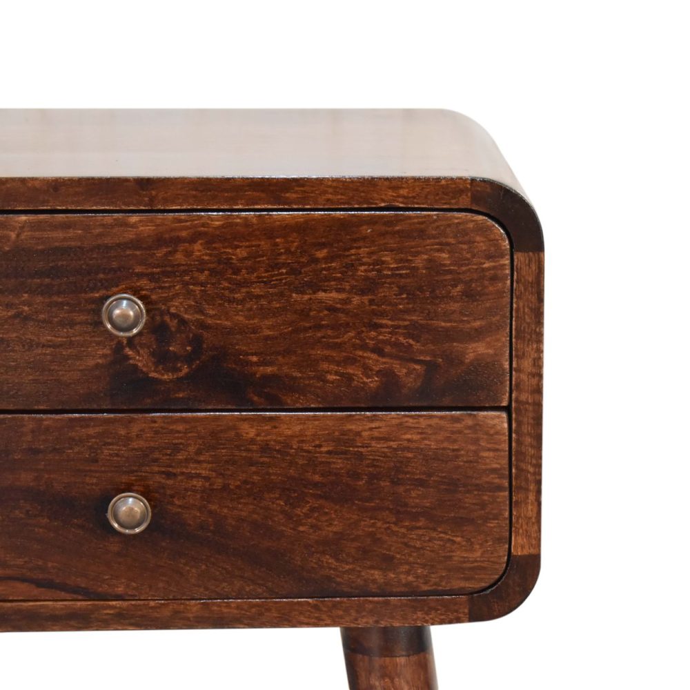 Curved Dark Walnut Nightsand - Image 5