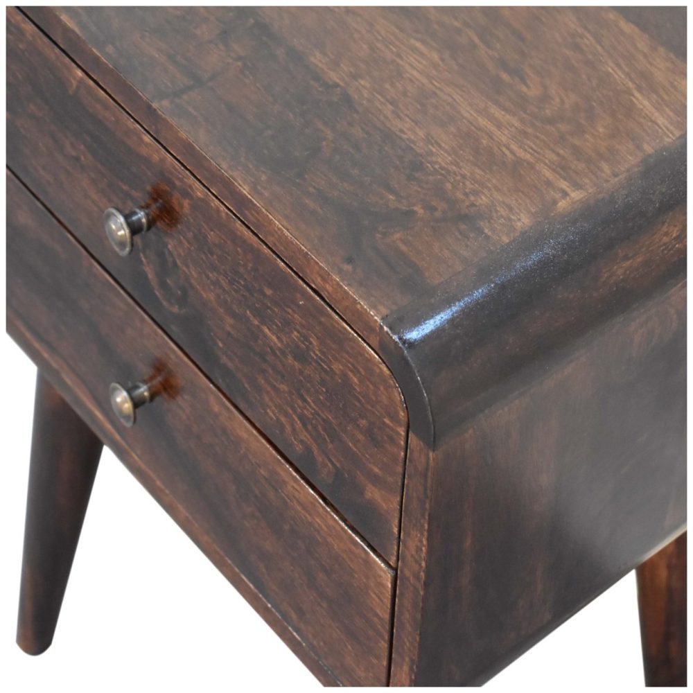 Curved Dark Walnut Nightsand - Image 6
