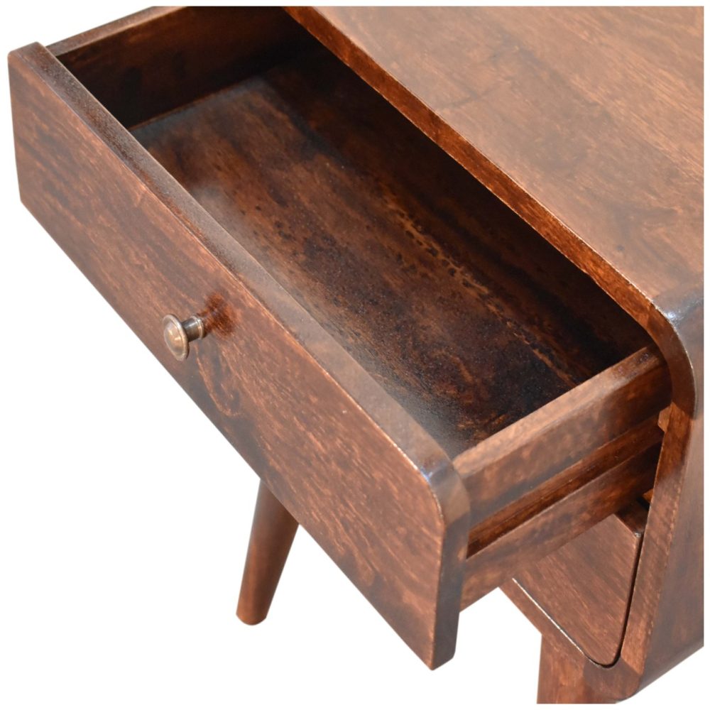 Curved Dark Walnut Nightsand - Image 7