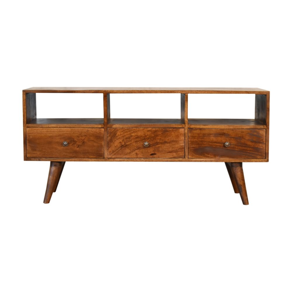 Chestnut Nordic 3 Drawer TV Unit - Image 2