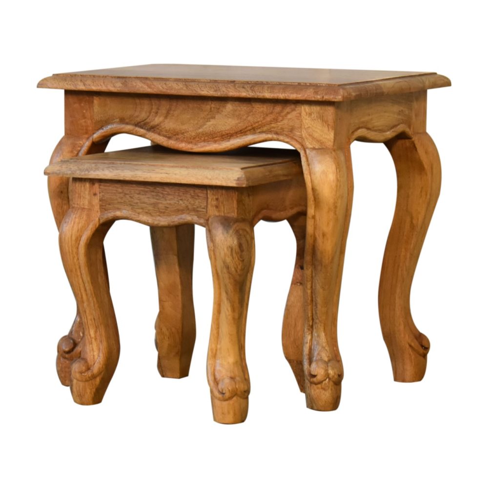Oak-ish French Style Stool Set - Image 3