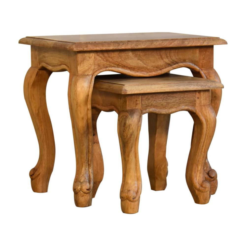 Oak-ish French Style Stool Set - Image 4