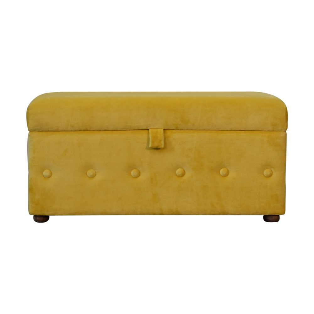 Mustard Velvet Lid-up Ottoman - Image 2