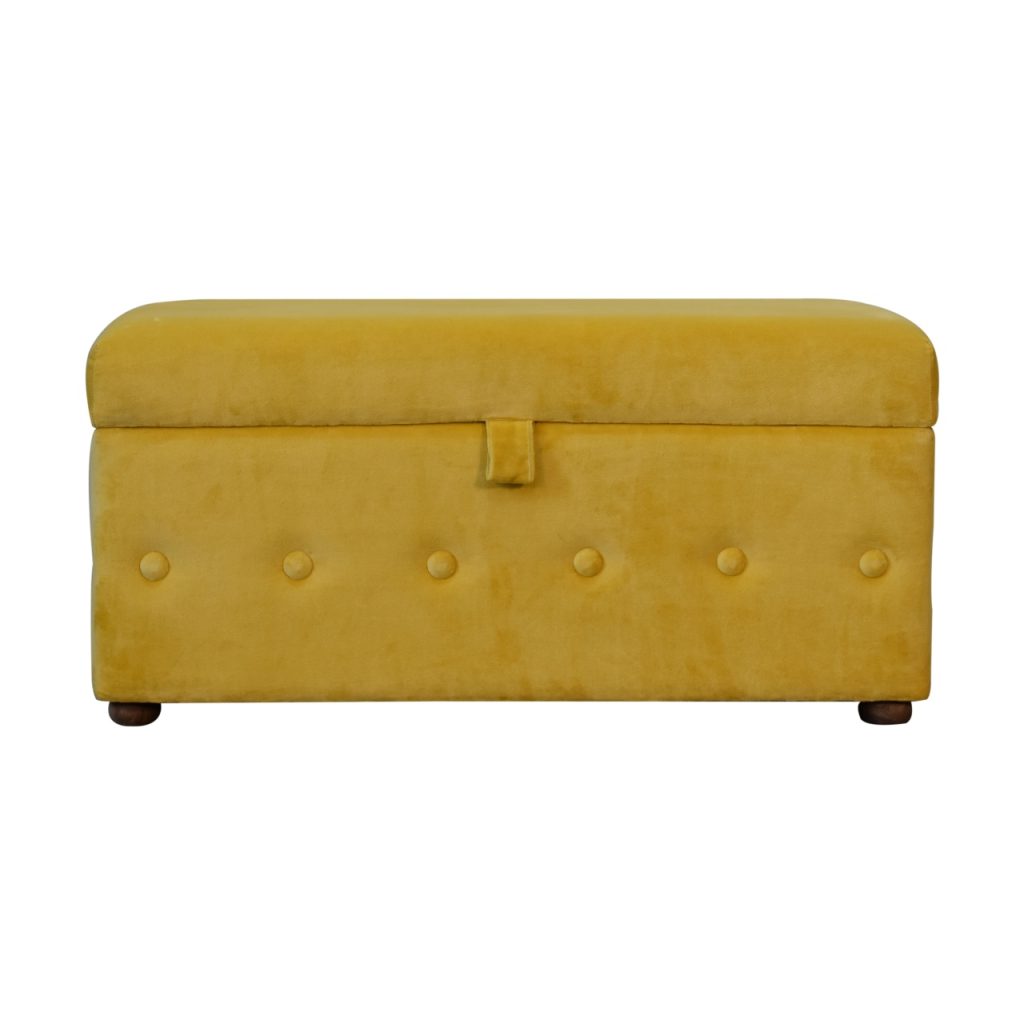 Canada Mustard Velvet Lid-up Ottoman Suppliers