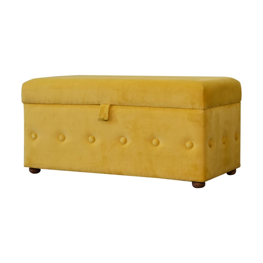 Mustard Velvet Lid-up Ottoman - Image 3