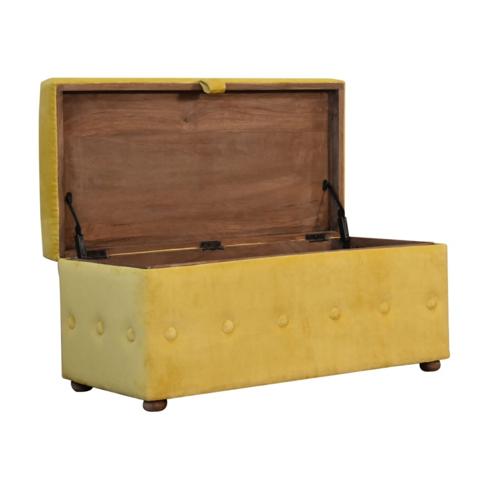 Mustard Velvet Lid-up Ottoman - Image 6