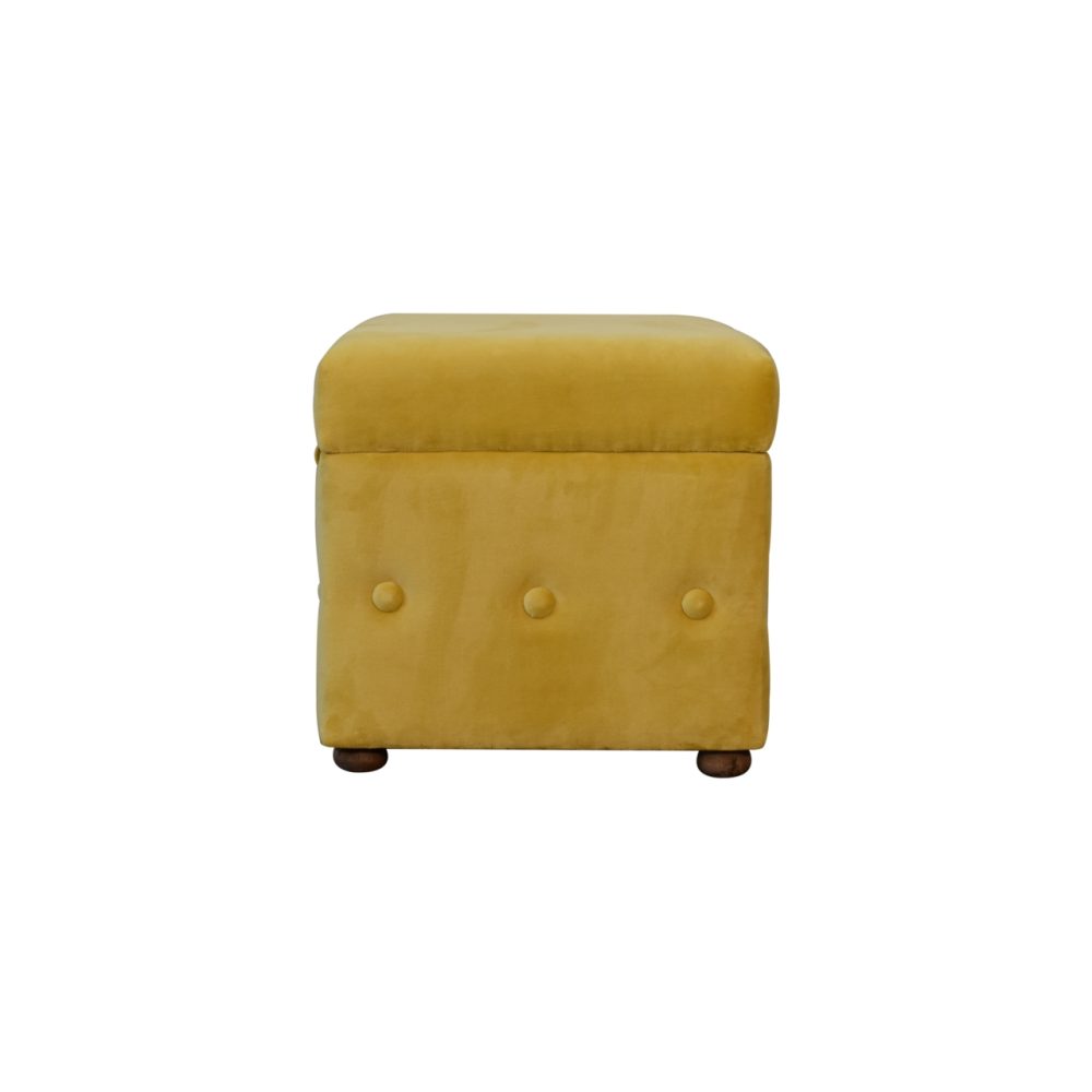 Mustard Velvet Lid-up Ottoman - Image 9