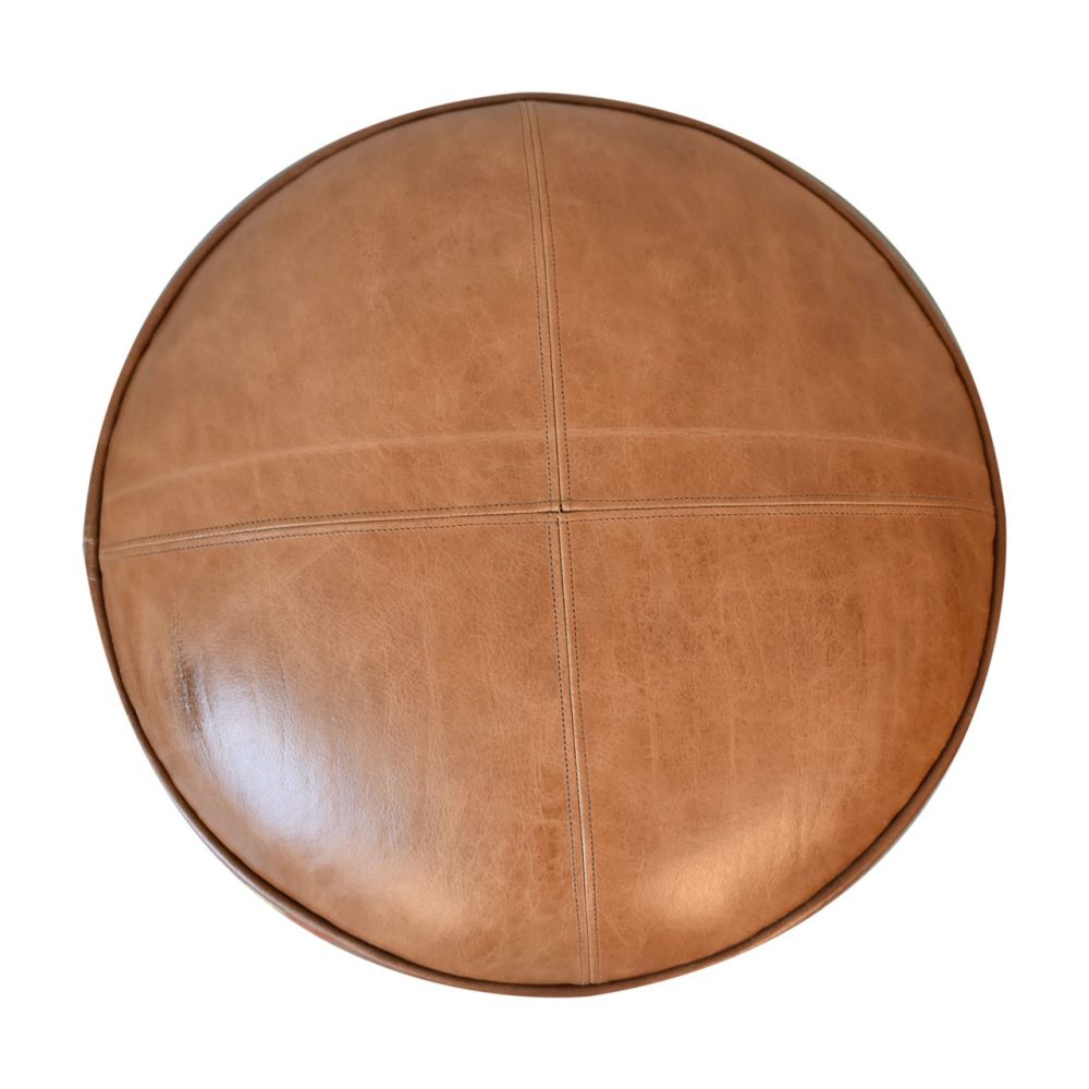 Durrie & Leather Mixed Footstool - Image 9