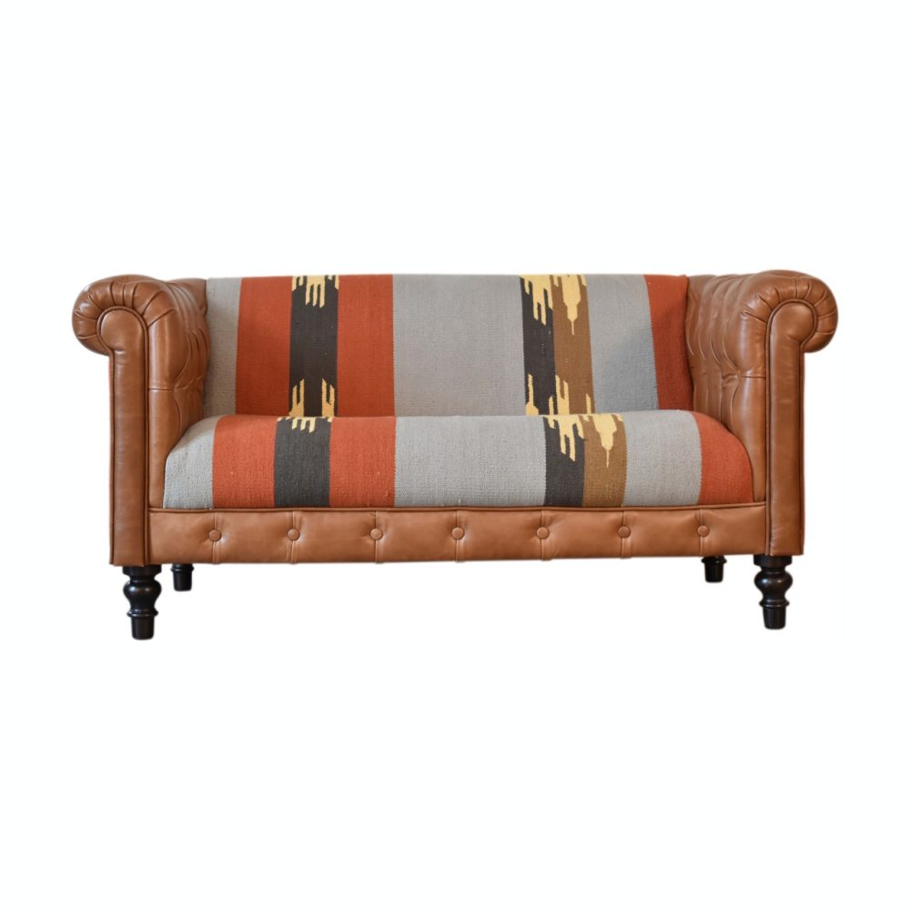 Durrie & Leather Mixed Sofa - Image 2