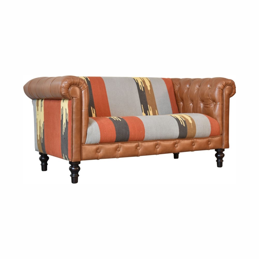Durrie & Leather Mixed Sofa - Image 3