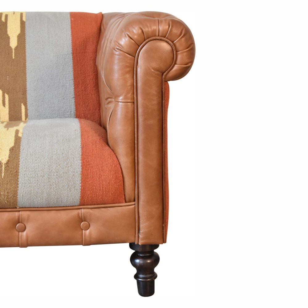 Durrie & Leather Mixed Sofa - Image 4