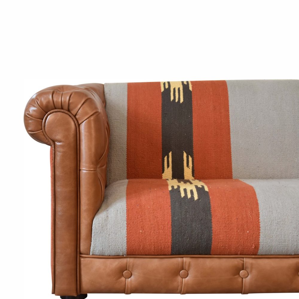 Durrie & Leather Mixed Sofa - Image 6