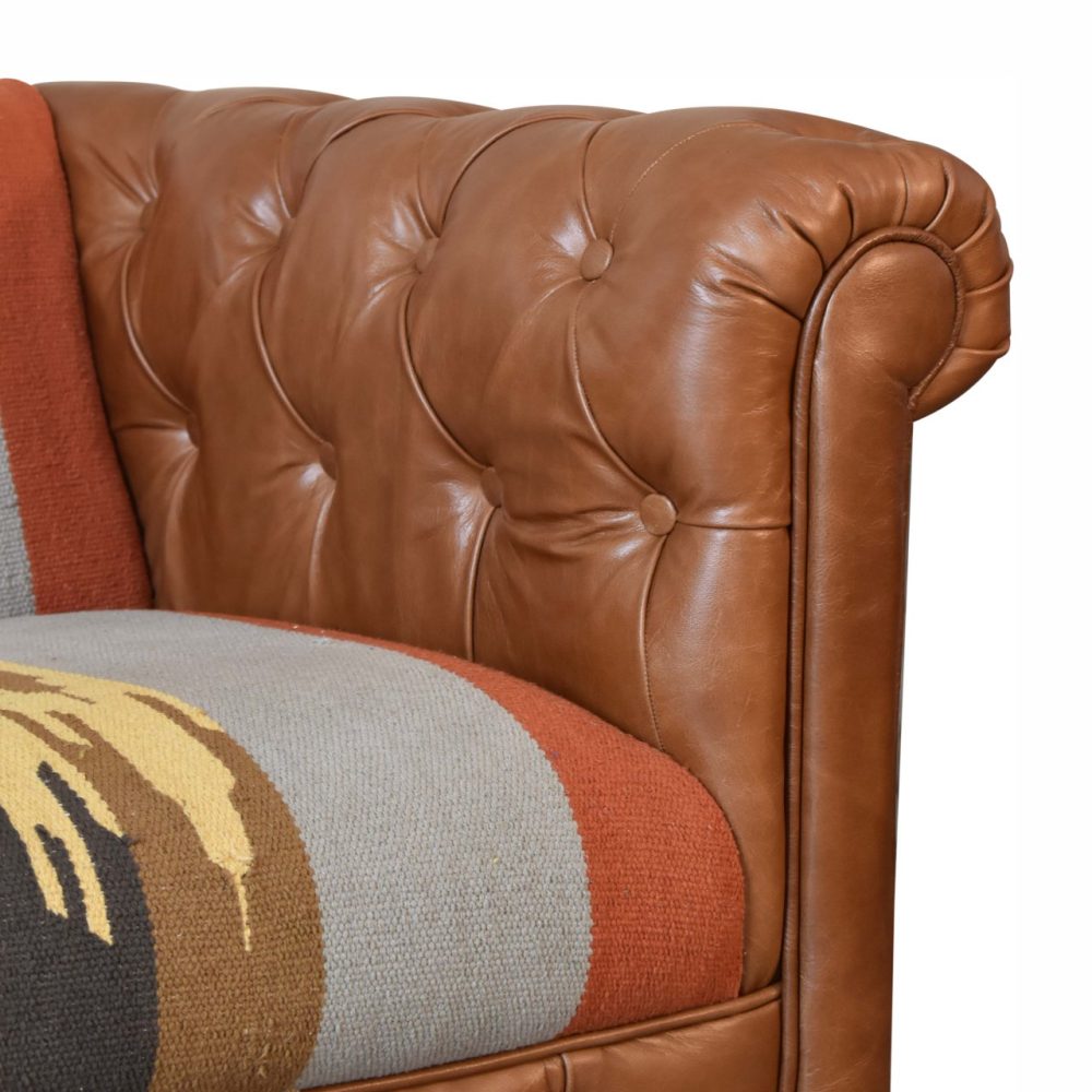 Durrie & Leather Mixed Sofa - Image 7