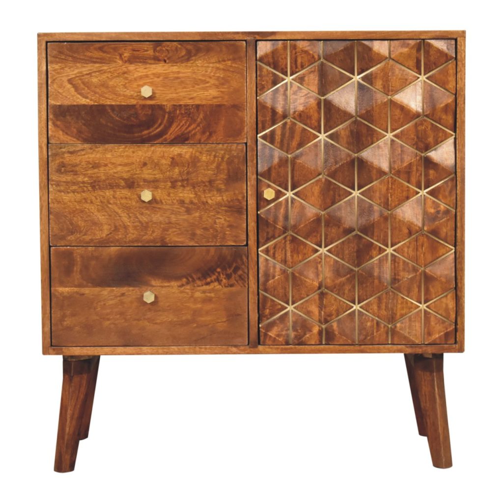 Canada Chestnut Cubed Brass Inlay Cabinet Suppliers