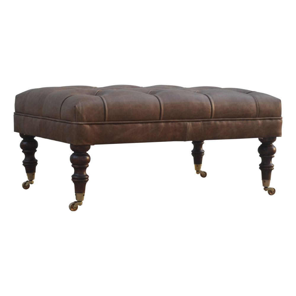 Buffalo Leather Ottoman - Image 3