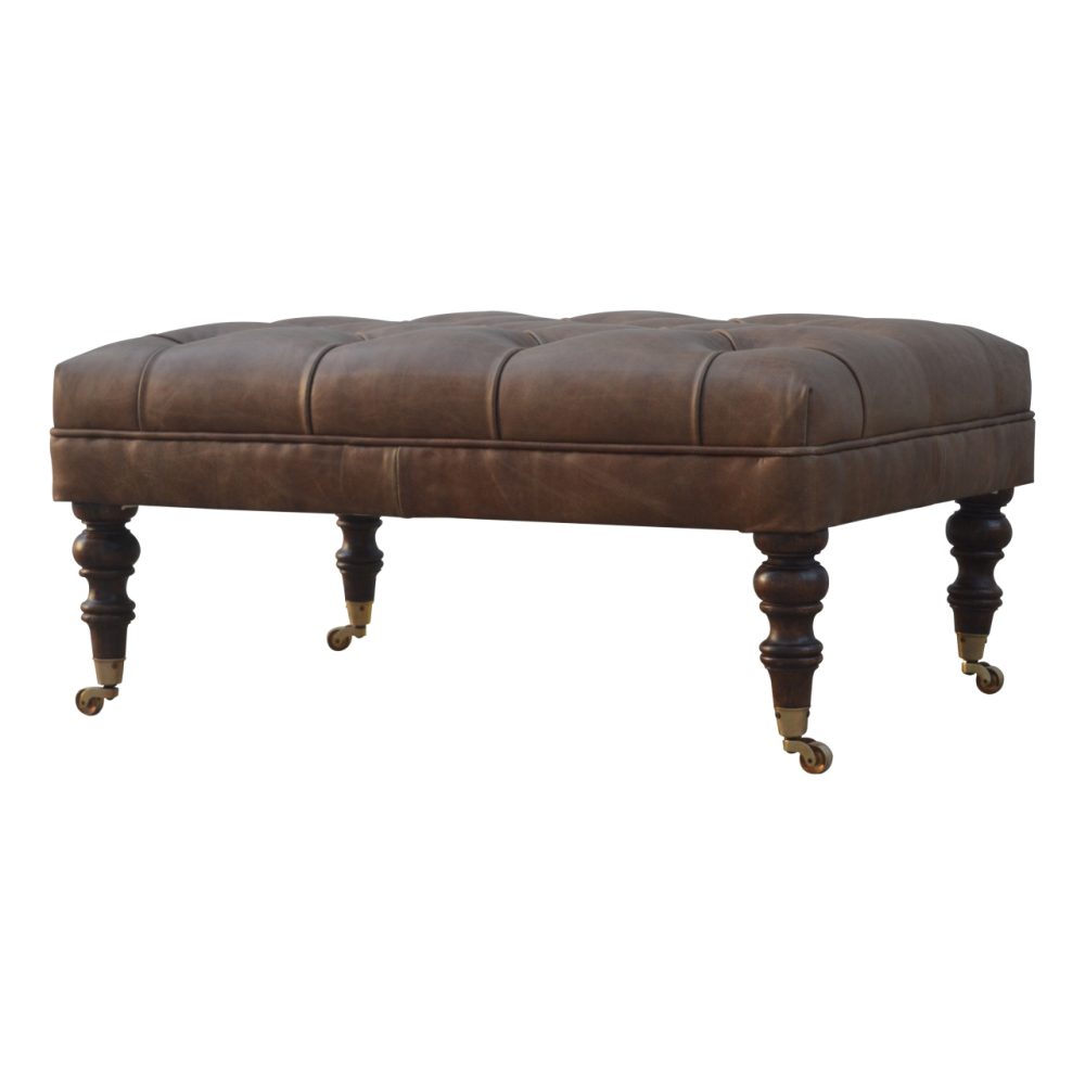 Buffalo Leather Ottoman - Image 4