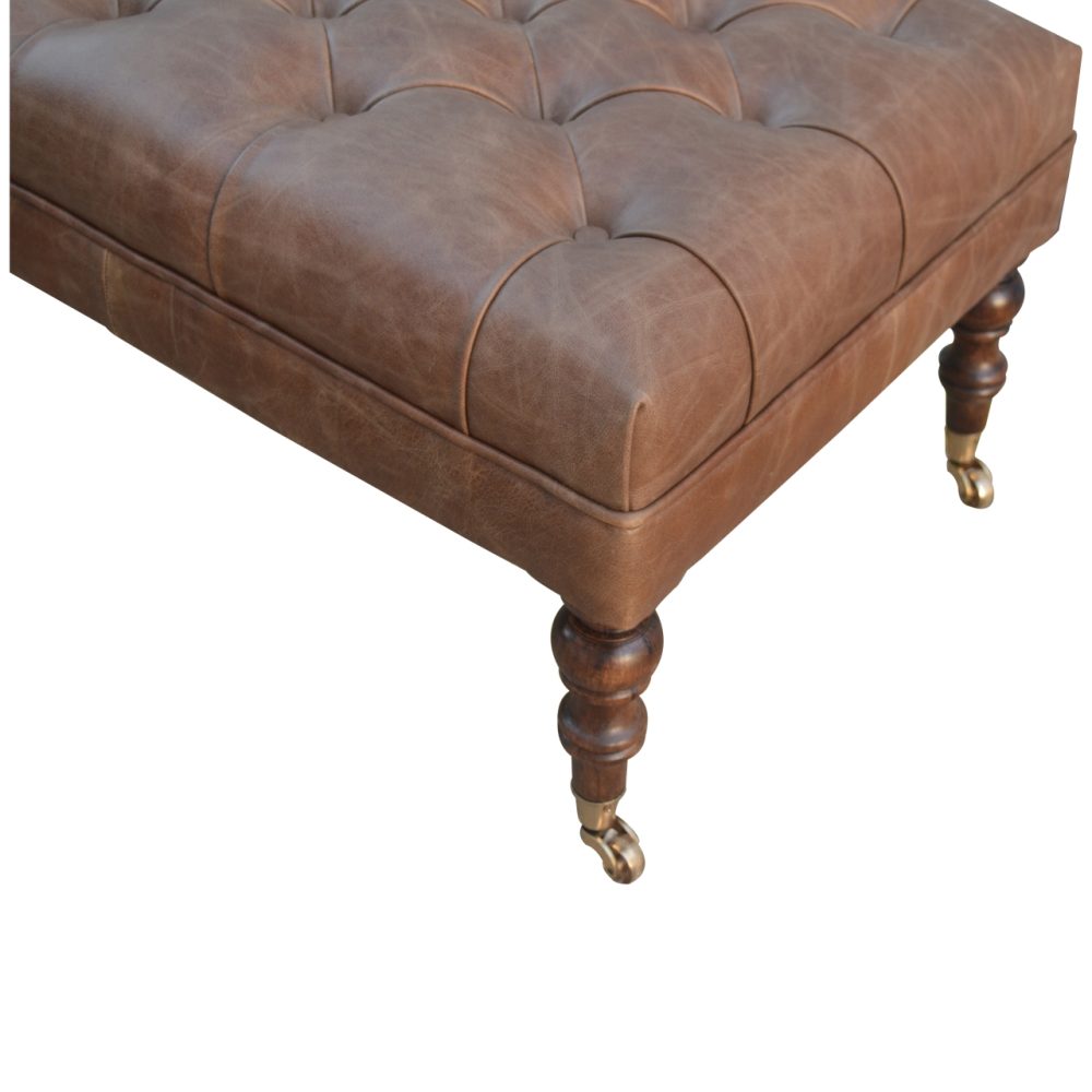 Buffalo Leather Ottoman - Image 5