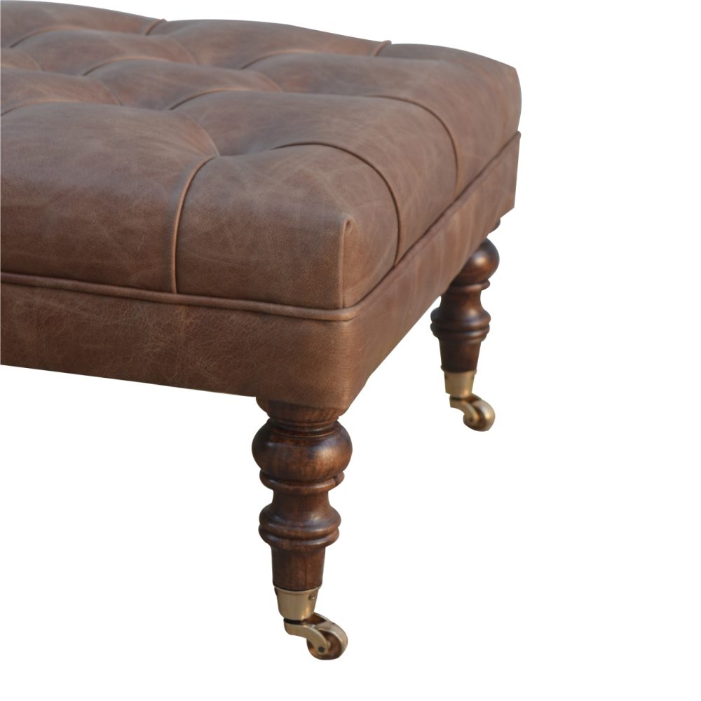 Buffalo Leather Ottoman - Image 6