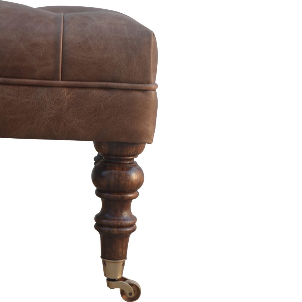 Buffalo Leather Ottoman - Image 7