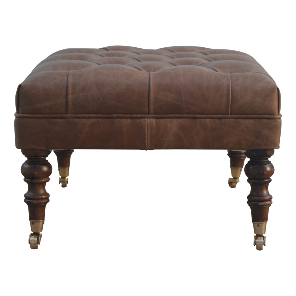 Buffalo Leather Ottoman - Image 9