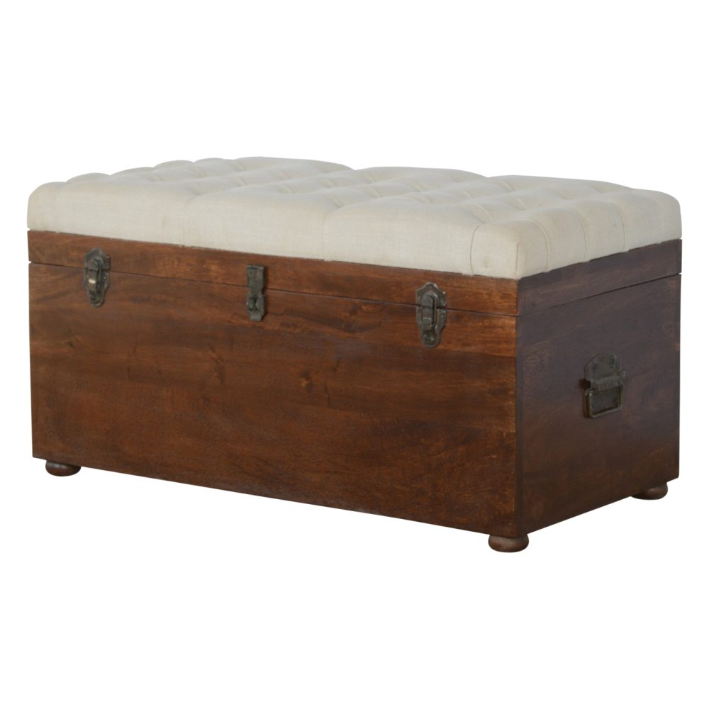 White Linen Storage Trunk - Image 3