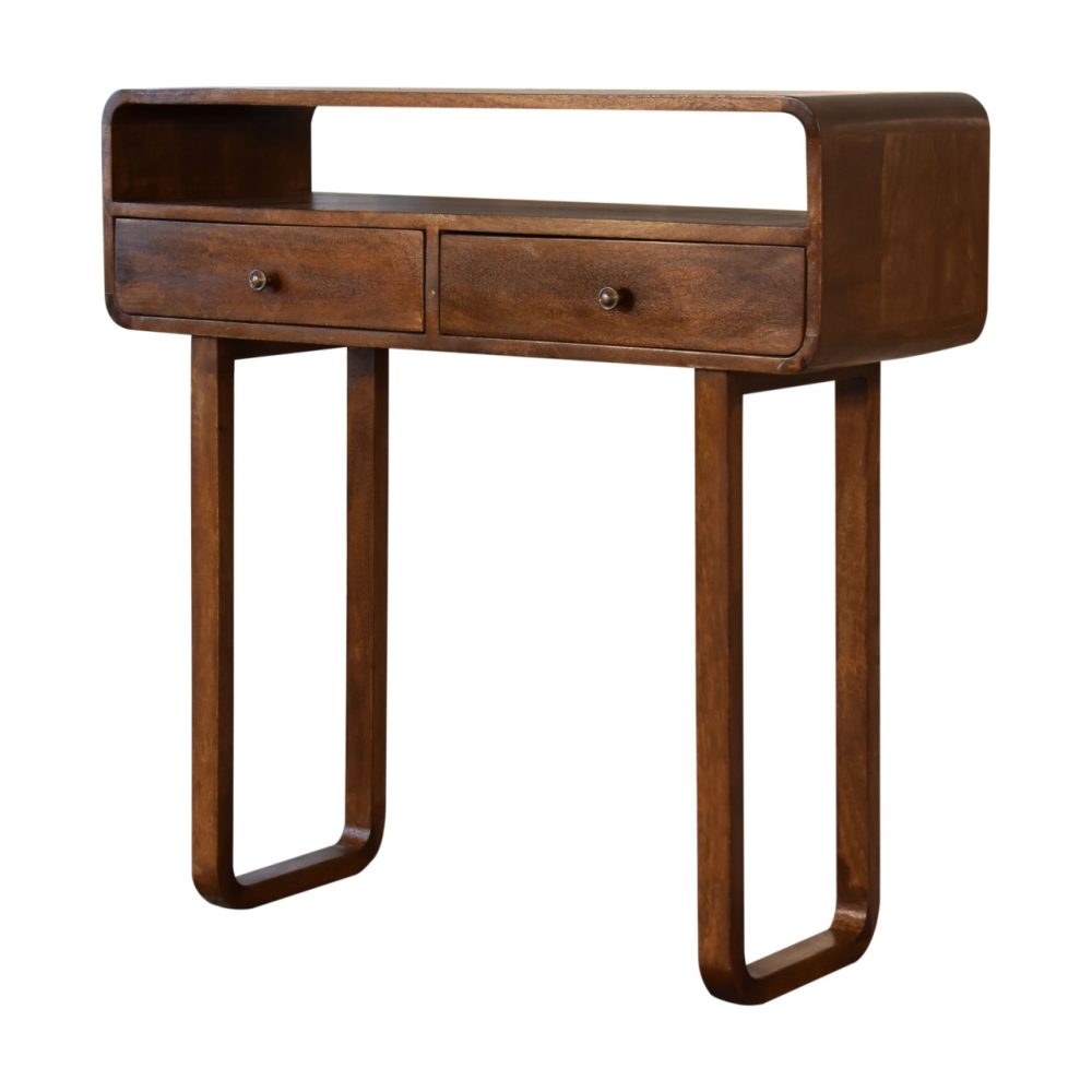 U-Curved Chestnut Console Table - Image 2