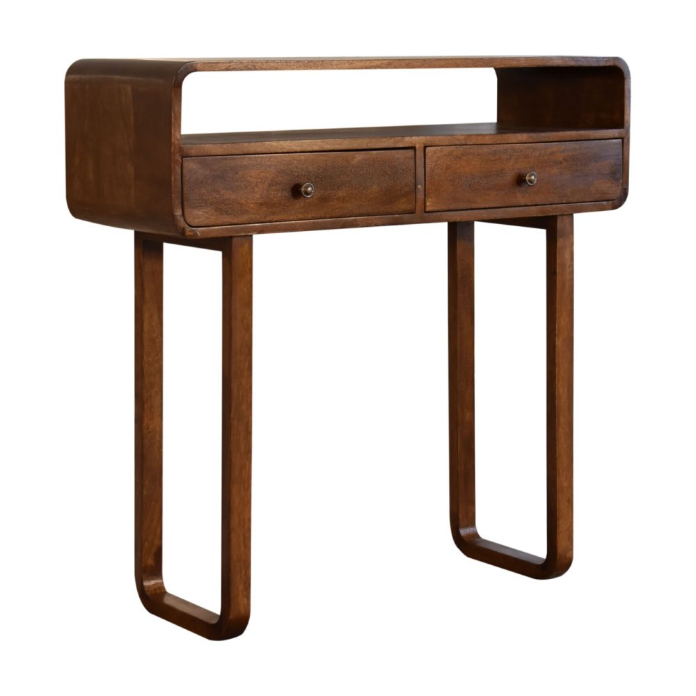 U-Curved Chestnut Console Table - Image 3