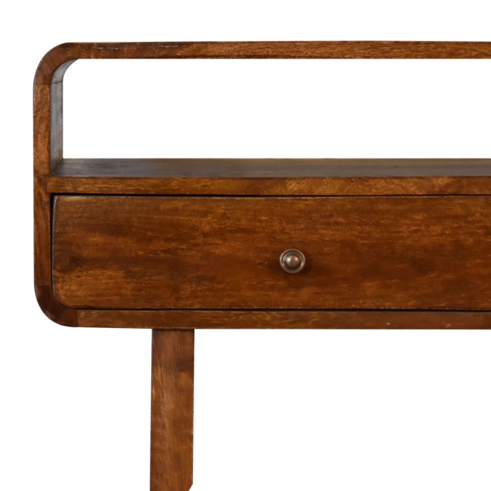 U-Curved Chestnut Console Table - Image 4