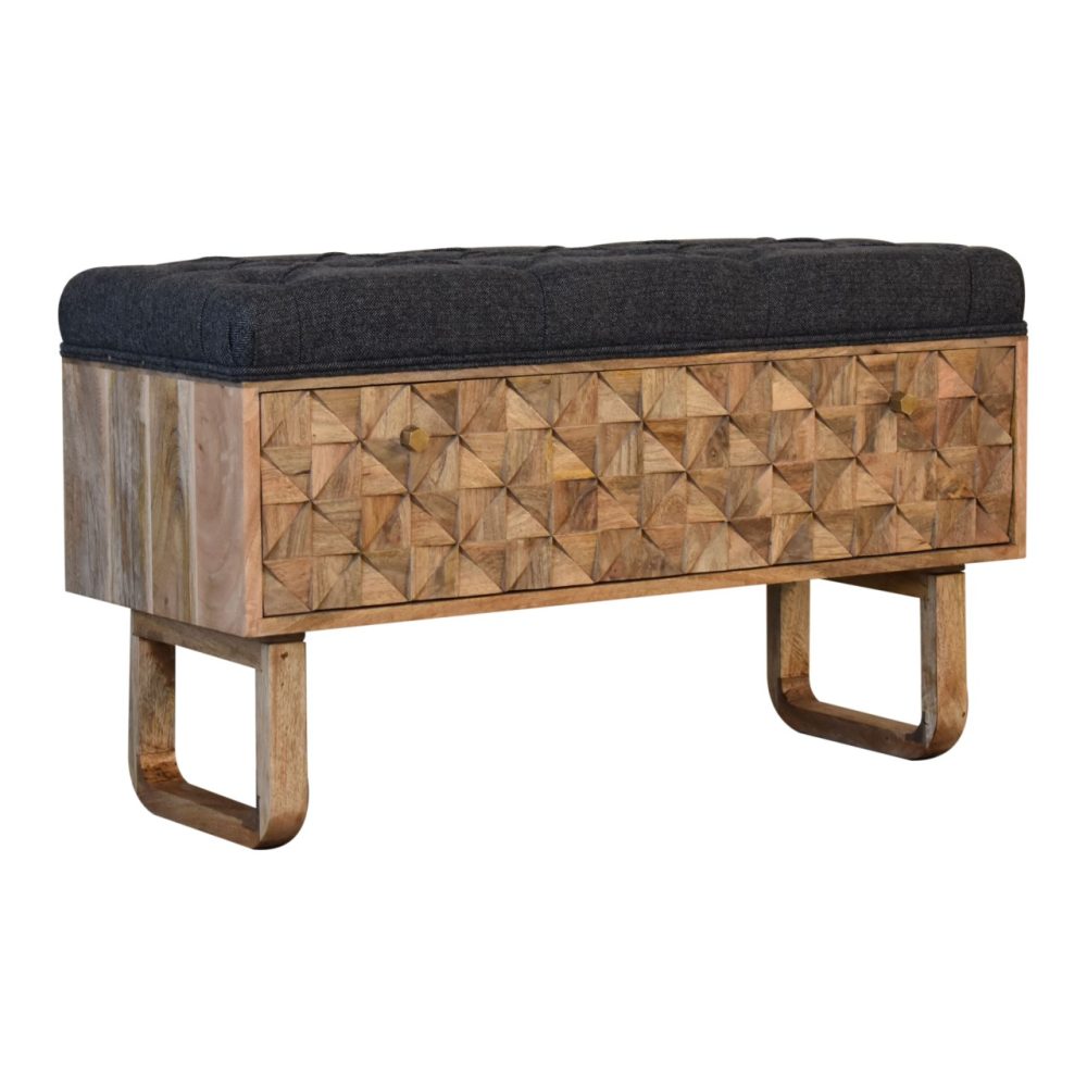 'U' Black Tweed Pineapple Bench - Image 2