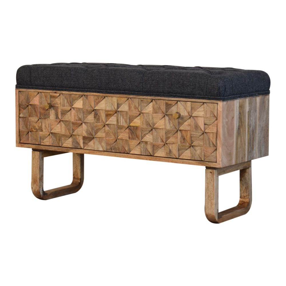 'U' Black Tweed Pineapple Bench - Image 3