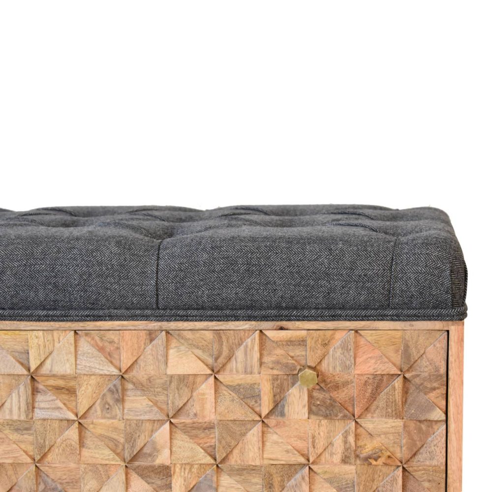 'U' Black Tweed Pineapple Bench - Image 4