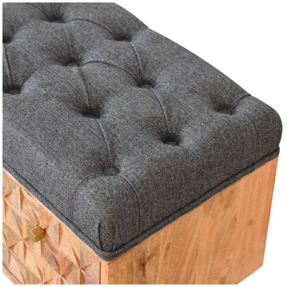 'U' Black Tweed Pineapple Bench - Image 5