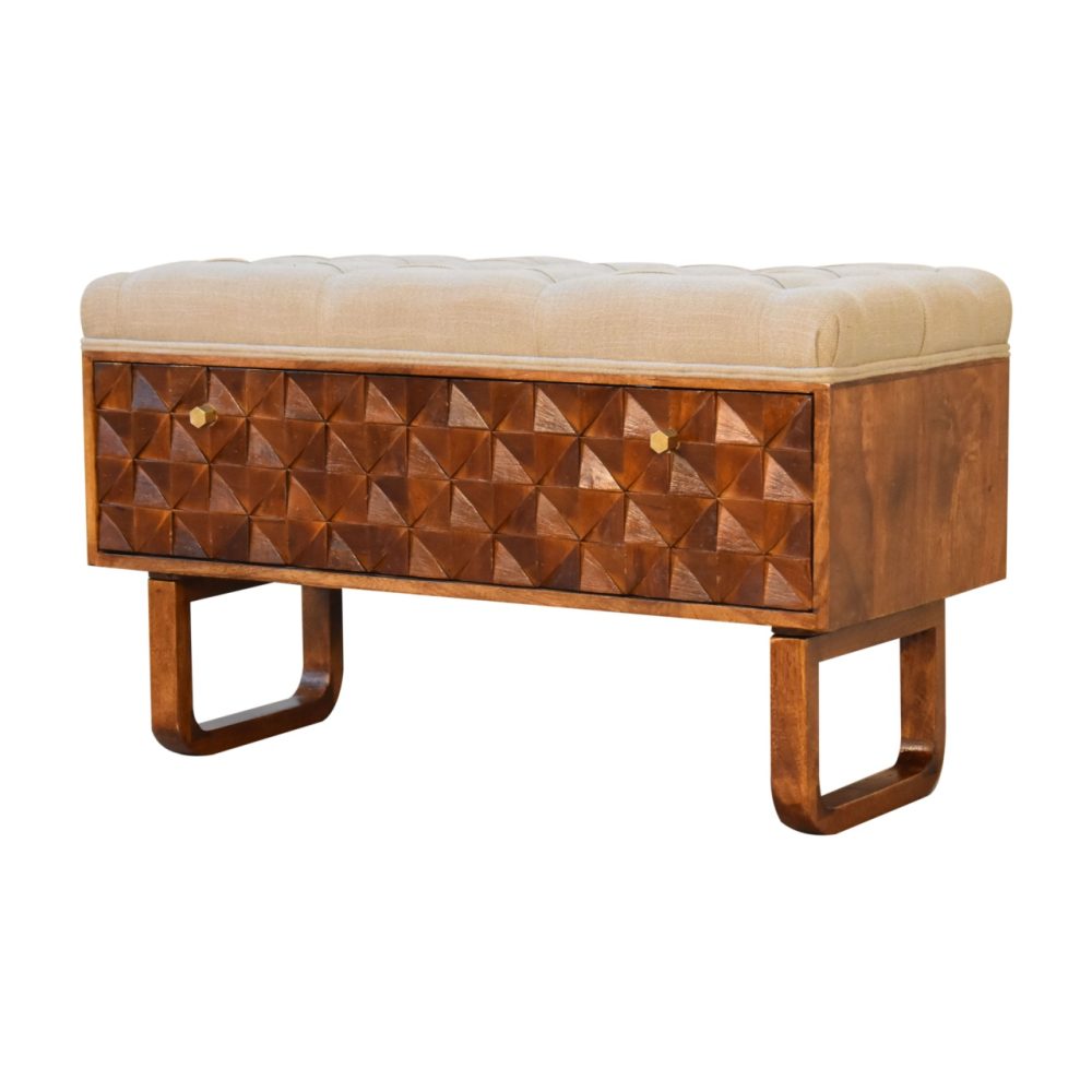 'U' Chestnut Pineapple Bench - Image 2