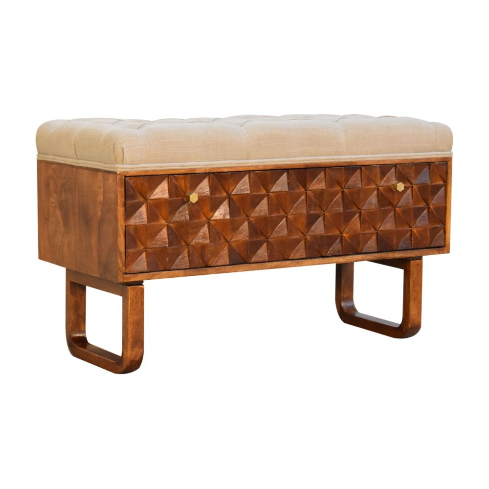 'U' Chestnut Pineapple Bench - Image 3