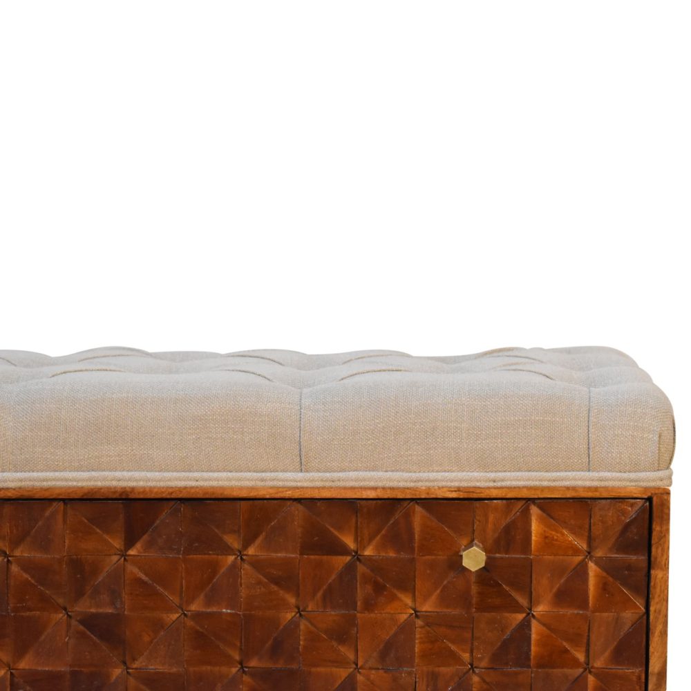 'U' Chestnut Pineapple Bench - Image 4