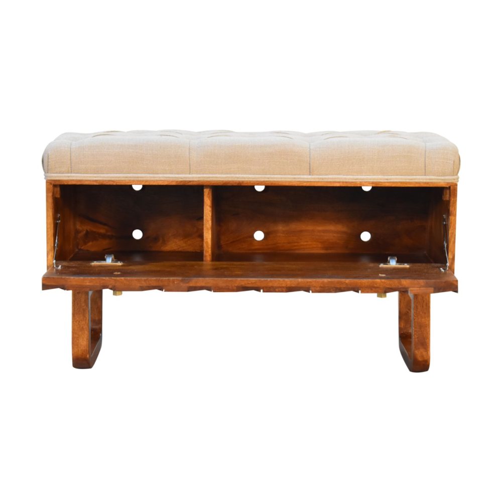 'U' Chestnut Pineapple Bench - Image 5