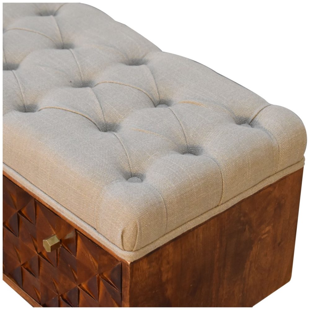 'U' Chestnut Pineapple Bench - Image 6