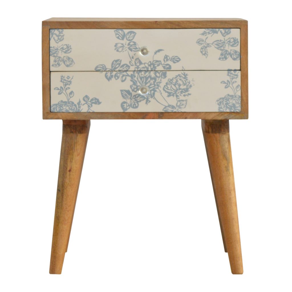 Canada Blue Floral Screen Printed Nightsand Suppliers