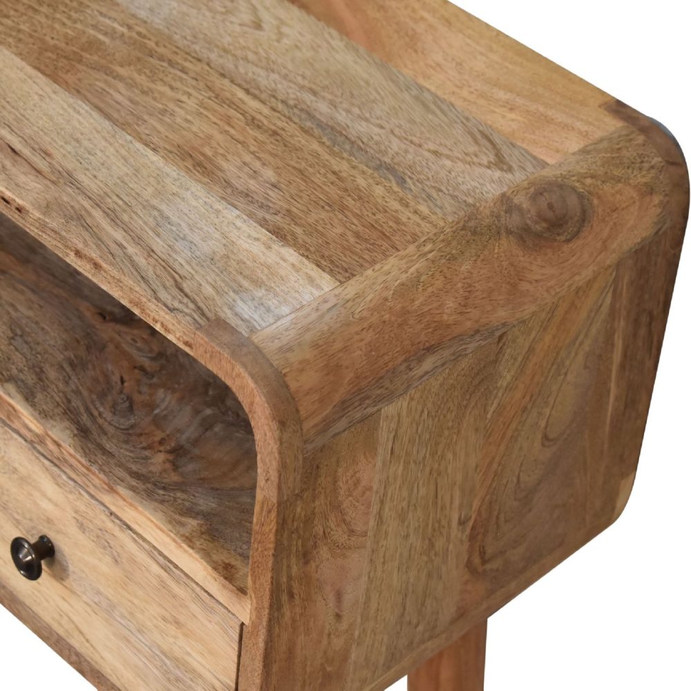 Mini Curved Oak-ish Console Table - Image 6