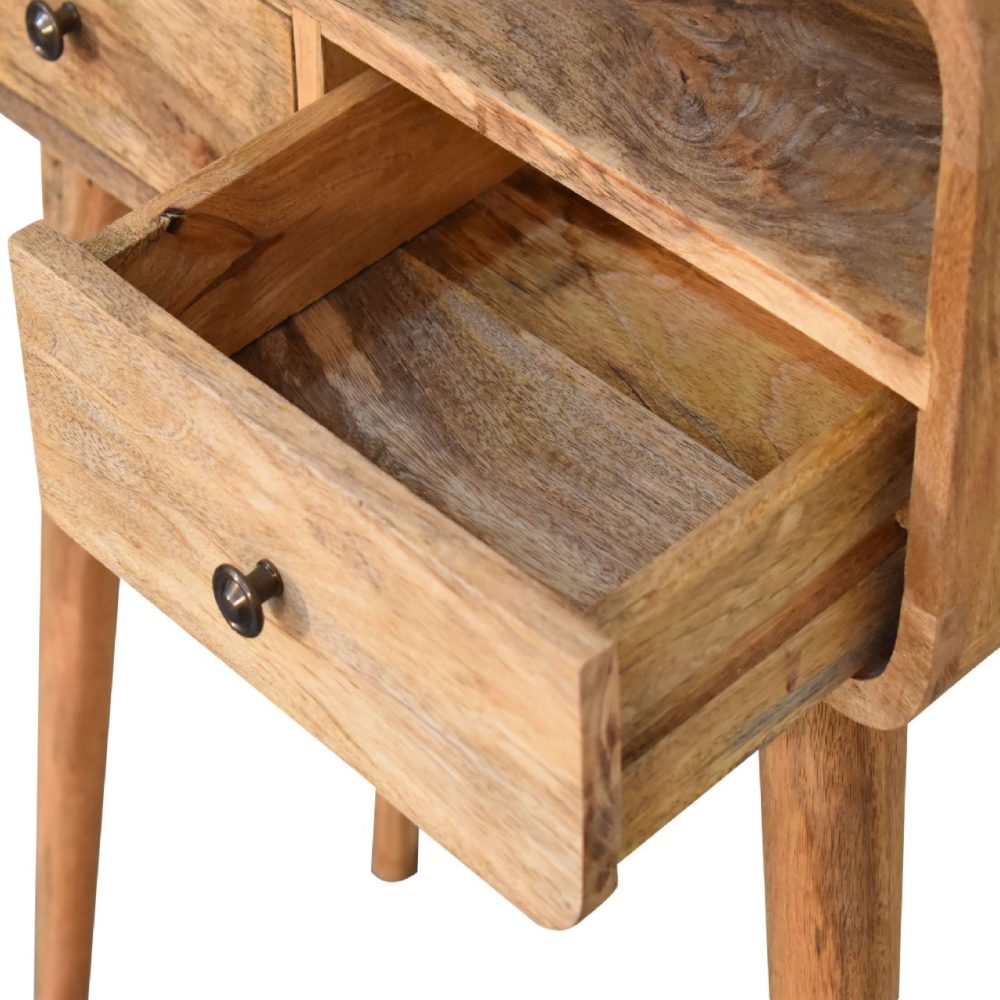 Mini Curved Oak-ish Console Table - Image 7